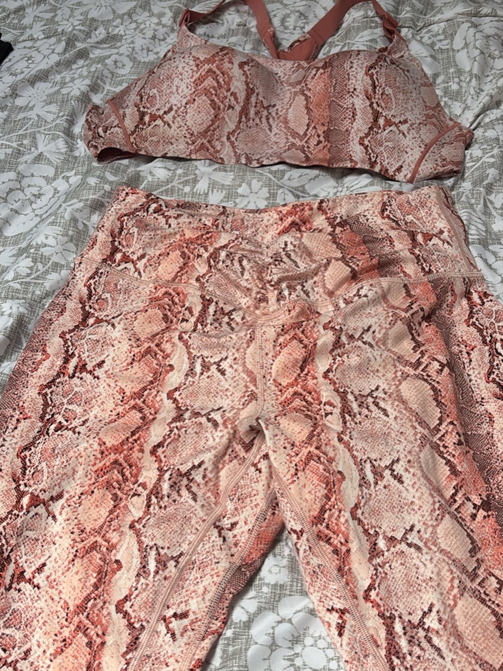 Victoria's Secret Pink and Brown Snake-Print Active Top
